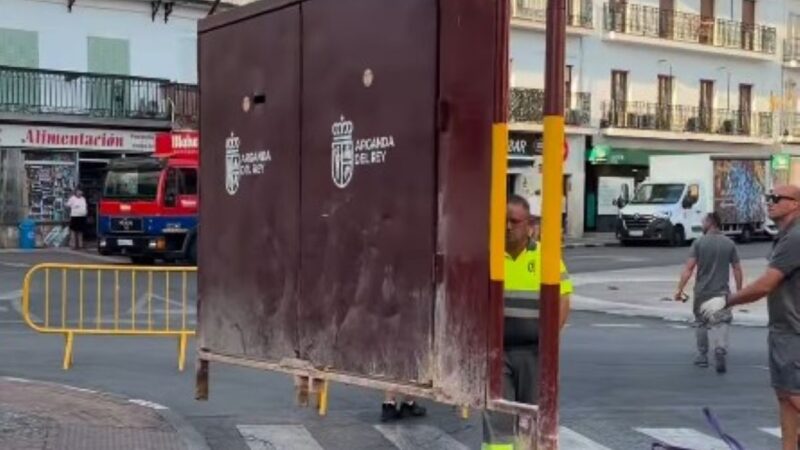 Arganda comienza el montaje de la plaza de toros para sus Fiestas Patronales