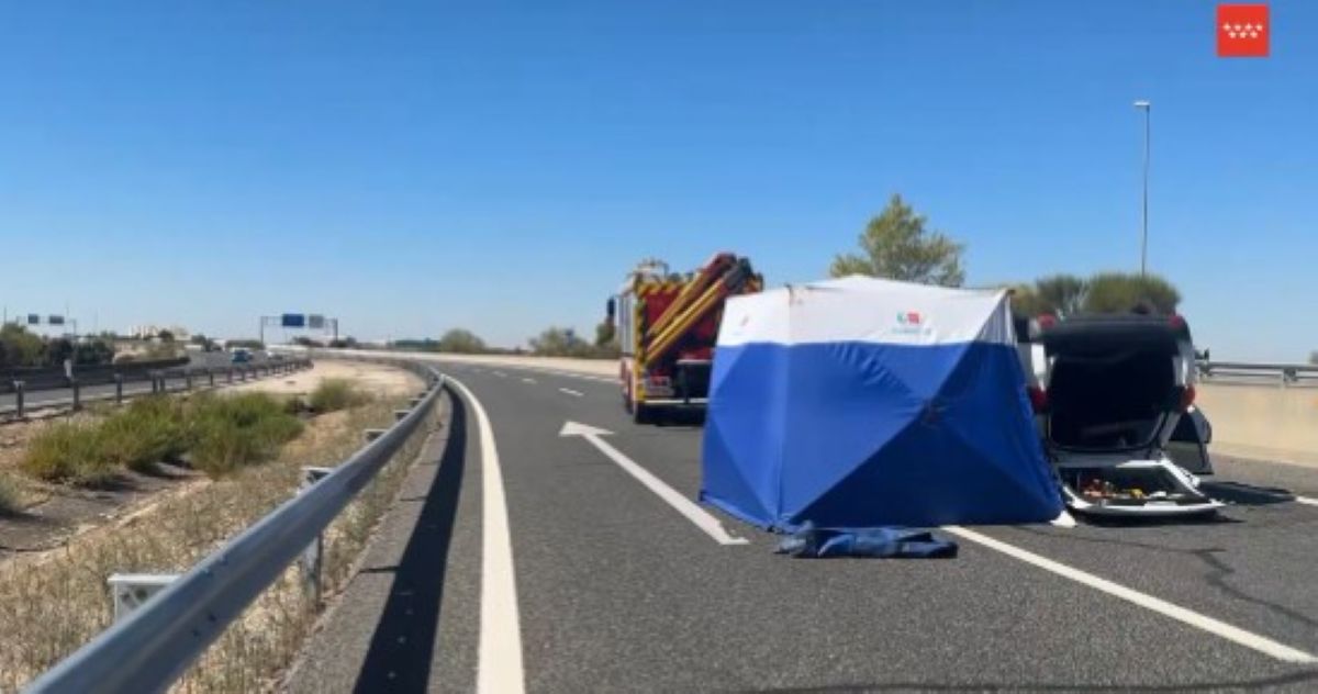 Muere un hombre de 93 años tras volcar su coche en la A-3 a la altura de Arganda
