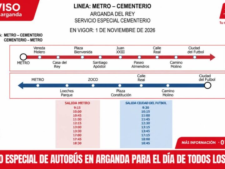 Arganda activa un servicio especial de autobús al cementerio por el Día de Todos los Santos